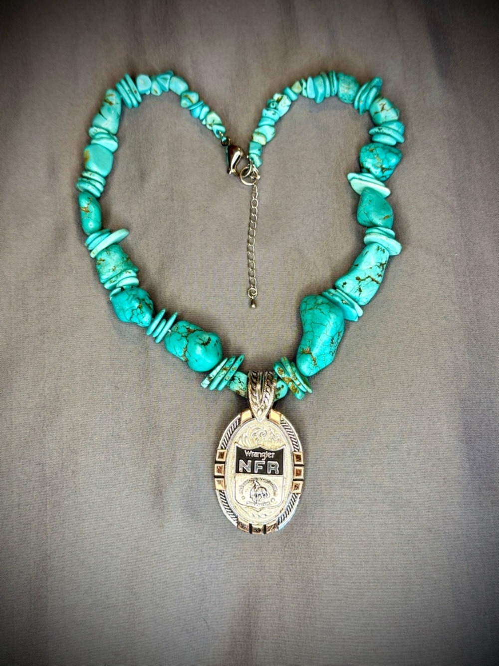 Turquoise Stone Necklace with 2017 NFR Pendant